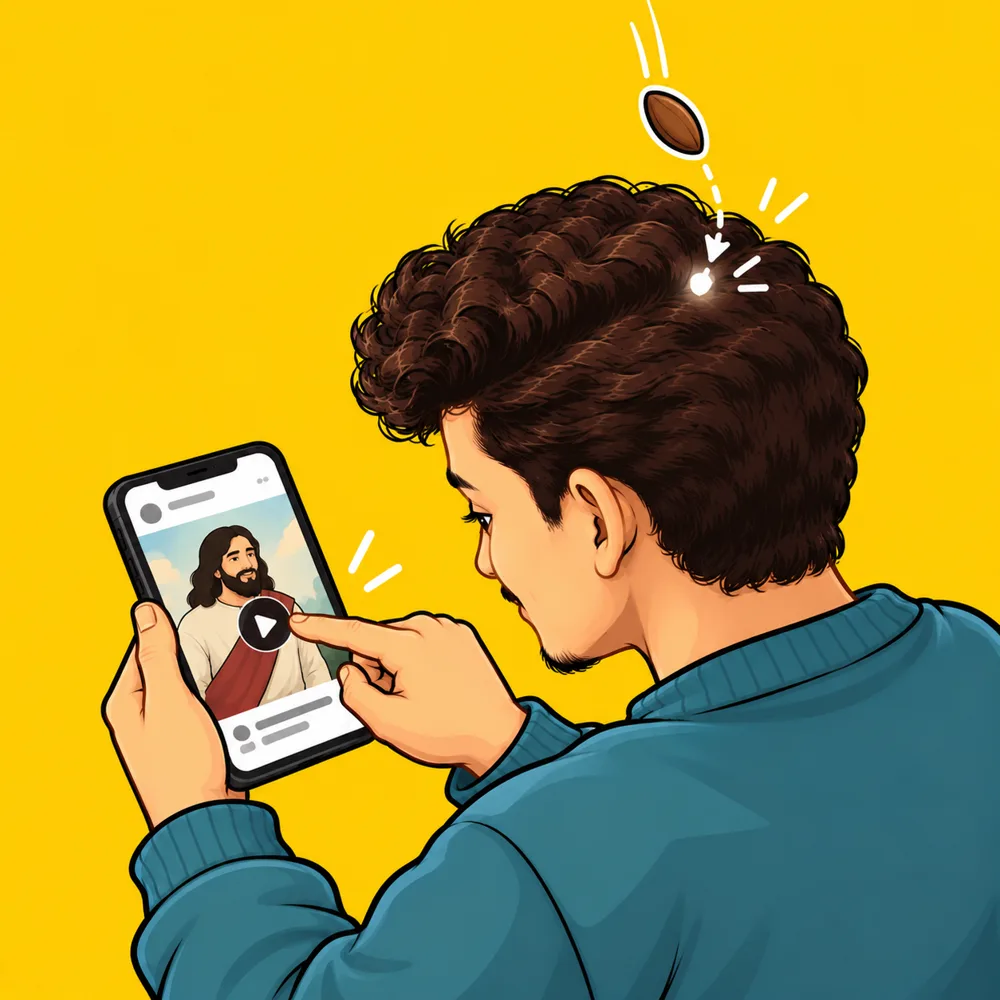 Tapping play on a shared sermon video